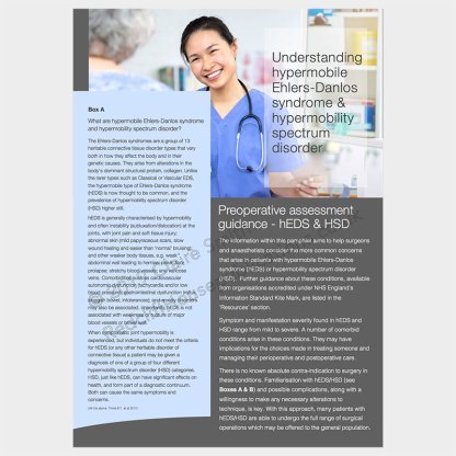 Front cover of EDS UK preoperative leaflet