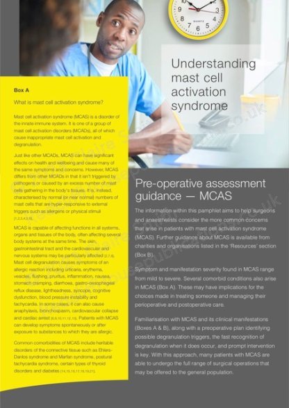 Front cover of the understanding MCAS preoperative leaflet