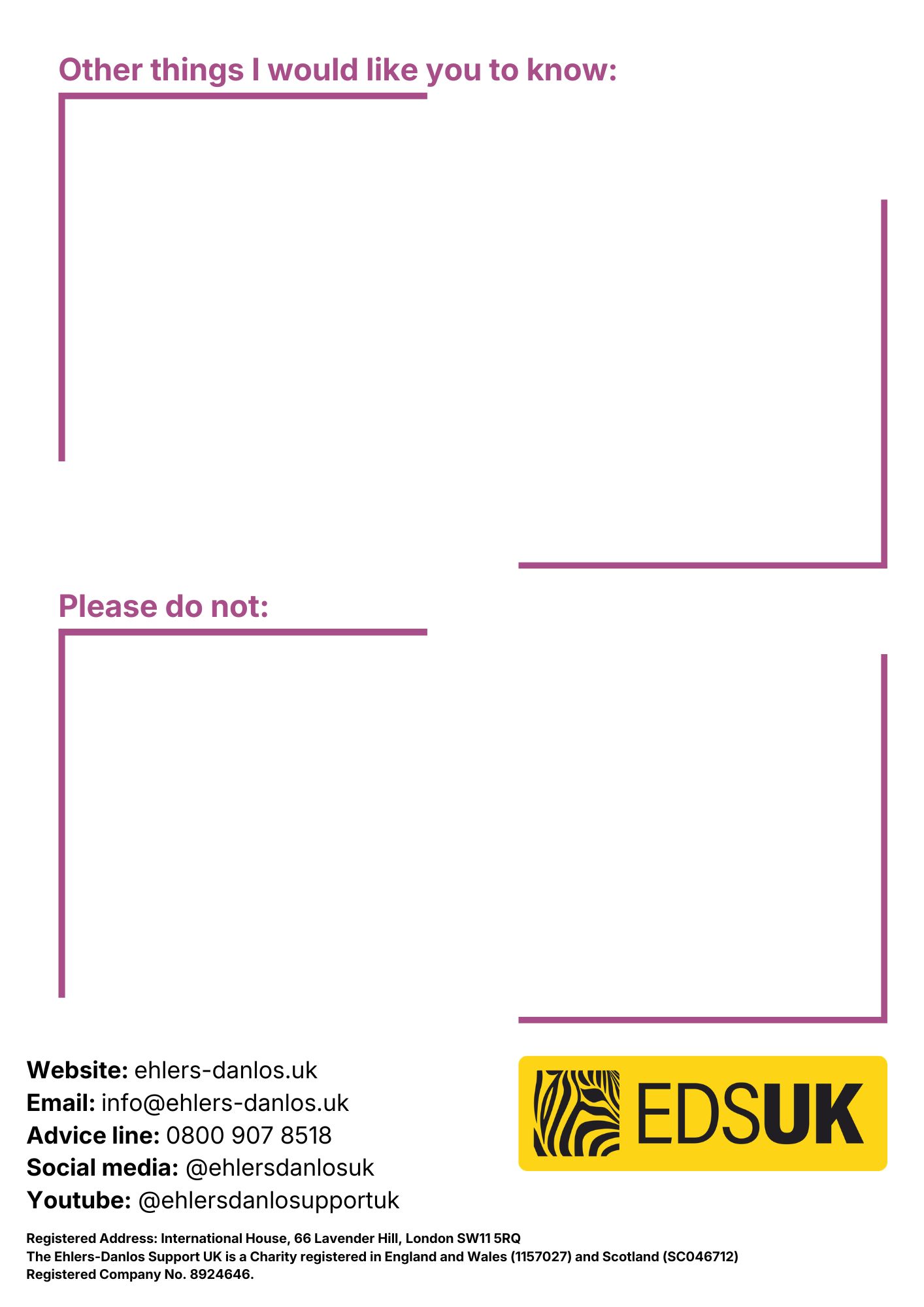 EDS UK All About Me Booklet - Image 8