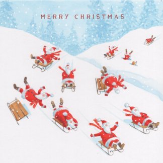 Sledging Santas: Pack of 10 Christmas cards